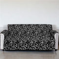 Cotton Quilted Printed Sofa Cover (Black)