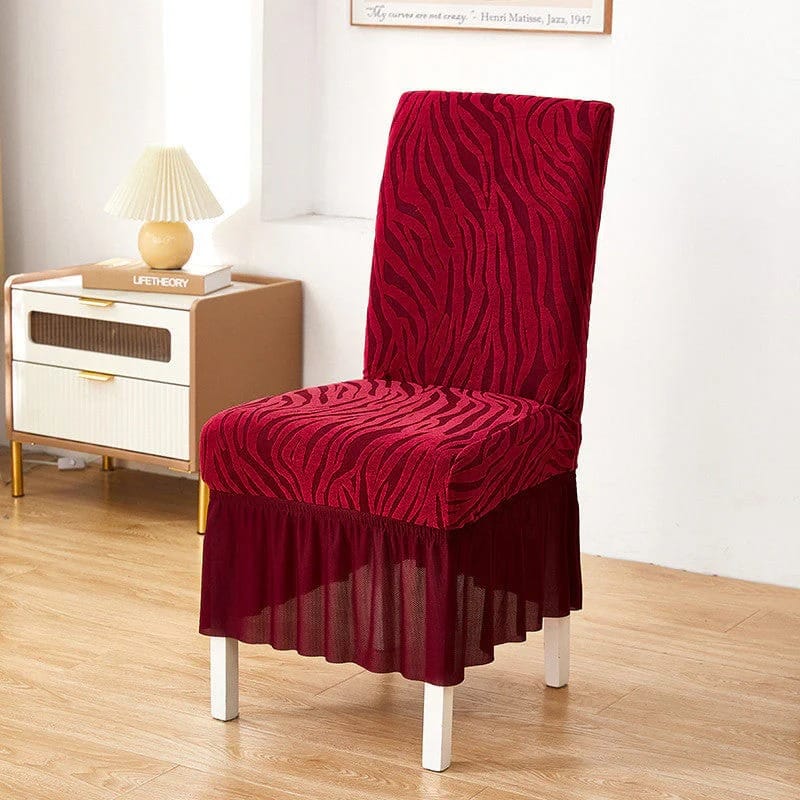 Zebra Velvet Chair Covers With Frill